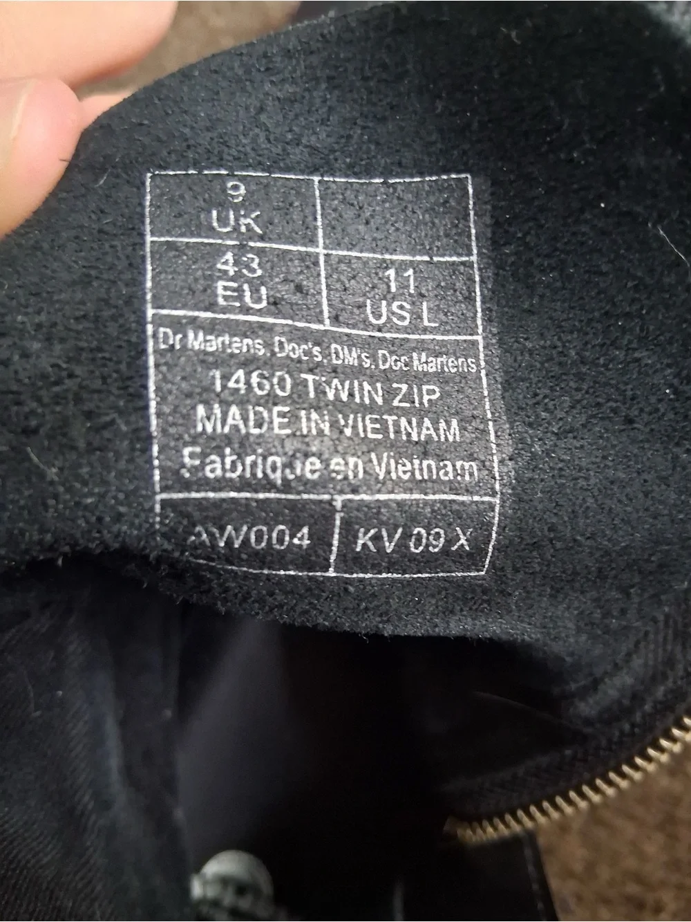 Dr. Martens 1460 Black Leather Boots with Zippers